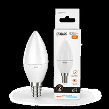 Лампа светодиодная LED 8 Вт 520 лм 3000К свеча теплый E14 AC 220В Elementary Gauss