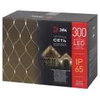 Светодиодная новогодняя гирлянда ERAPS-SKW1 сеть 2x3 м тёплый белый свет 300 LED белый кауч.