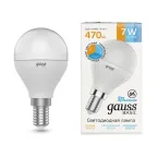 Лампа светодиодная BASIC Шар 7W E14 470lm 3000K-4000K-6500K 1/10/100 | 1053147 | Gauss