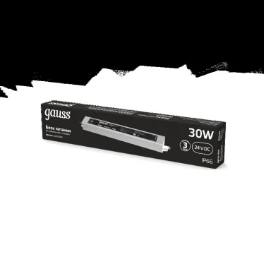 Блок питания для светодиодной ленты 30 Вт AC 100-264В Uвых 24В IP66 220х30х20мм Black Gauss