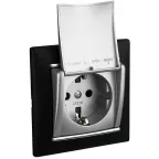 VALENA Розетка с заземлением без шторок с крышкой алюминий