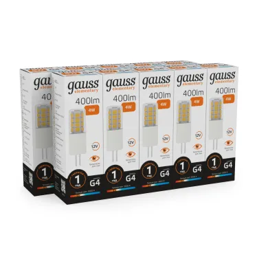 Лампа светодиодная Elementary G4 12V 4W 400lm 3000K керамика LED 1/10/200 | 10714 | Gauss