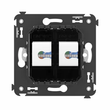 Avanti Компьютерная розетка RJ-45 без шторки в стену, кат.6 двойная Черный квадрат