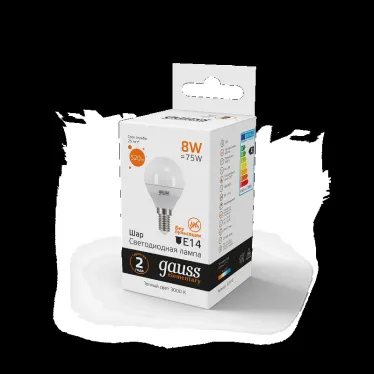 Лампа светодиодная LED 8 Вт 520 лм 3000К шар P45 теплый E14 AC 220В Elementary Gauss