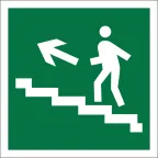 Знак безопасности BL-1515.E16"Напр. к эвакуац. выходу по лестн. вверх (лев.)" | a16797 | Белый свет