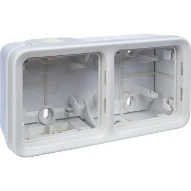 Двухместная монтажная коробка - Программа Plexo - белый - 2 поста - горизонтальная установка