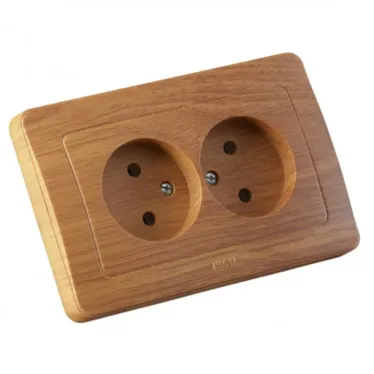 Розетка двойная скрытая дуб