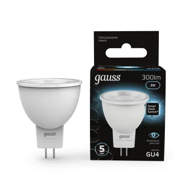 Лампа светодиодная LED 3Вт GU4 220В 4100К MR11 d35х45мм | 132517203 | Gauss