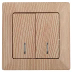 Выключатель двойной с подсветкой, 10А-250В, СУ, Solo, сосна,4-105-11