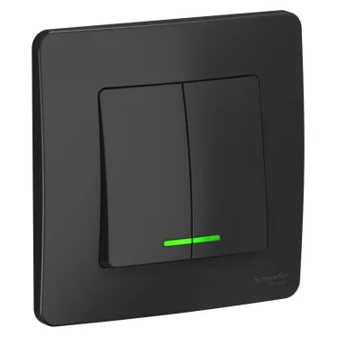 BLANCA скрытой установки двухклавишный выключатель (cх.5) с подсв., 10A, 250B, антрацит