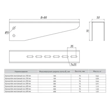 Кронштейн монтажный 150мм (1,5мм) HDZ