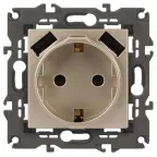 Розетка 2P+E 16A-250В, штор. с 2xUSB 5В-3А, Эра Elegance, шампань 14-4109-04