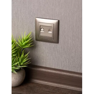 Валенсия лицевая панель розетки RJ-45 1-местная кашемир