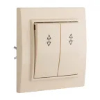 Выключатель двухклавишный СП проходной 10А бежевый Минск