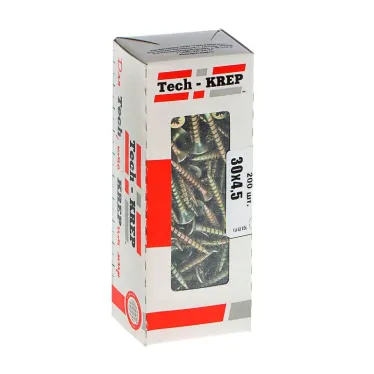 Шуруп универсальный 4,5х30 потайная головка, остроконечный, желтопассивированный (200шт) - коробка