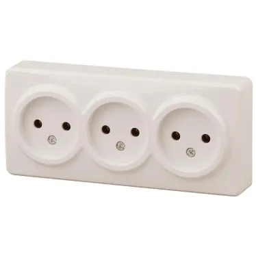 Розетка 3х2P, 16A-250В, ОУ, Эра Эксперт, сл.кость, 11-2207-02