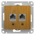 Розетка Glossa двойная компьютерная RJ45 + RJ45 кат.5E механизм дуб