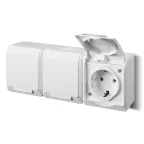 Гермес PLUS Розетка тройная с заземлением наружная белая IP54