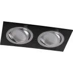 Светильник ИВО-2х50w G5.3 поворотный прямоугольный черный-хром