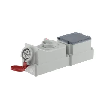 Розетка наружной установки с механической блокировкой и DIN-рейкой на 6 модулей IP44 32A 3P+E 400В