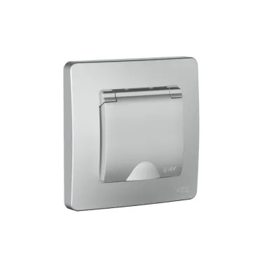 BLANCA С/У IP44 РОЗЕТКА с заземл. со шторк., с крышкой, 16А, 250В, АЛЮМИНИЙ