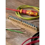 Шина PEN ноль-земля 8х12мм 16 отверстий латунь крепеж по центру PROxima