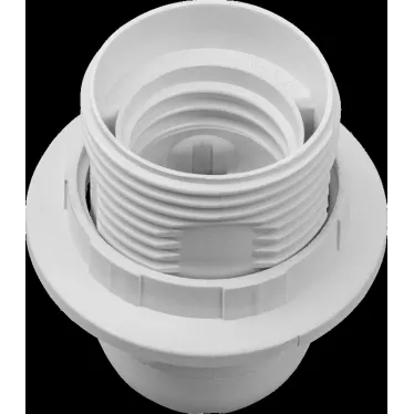 Патрон люстровый Е27 пластик с кольцом белый