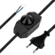 Шнур сетевой с диммером, 2х0,75 мм, 2 м черный