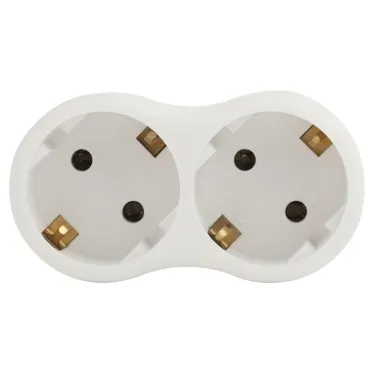 Разветвитель электрический SPx-2e-W на 2 розетки с заземлением 16А белый