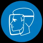 Знак M 08 ''Работать в защитном щитке'' ф200 мм, пленка самоклеящаяся ГОСТ Р 12.4.026-2001