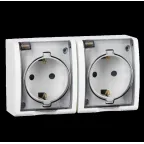 15 Aqua Розетка двойная 2Р+Е Schuko с крышками полупр. IP54 16А 250В винтовой зажим S15A белый