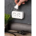 Розетка Минск 2-местная ОП 10А без заземления белая