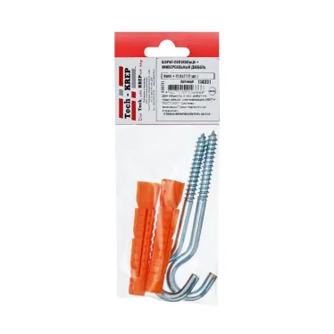 Шуруп-полукольцо 8х80 с полипропропиленовым универсальным дюбелем 12.0х71 (2шт)