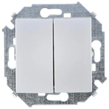 Выключатель двухклавишный, 16А, 250В, винтовой зажим, алюминий