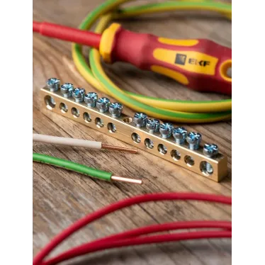 Шина нулевая с заземлением 63.12 латунь