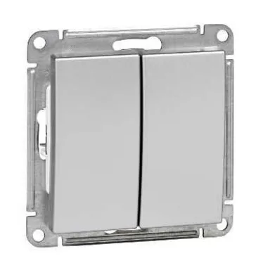 W59 Выключатель двухклавишный, 10АХ, механизм, матовый хром