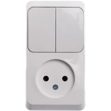 ЭТЮД блок открытой установки Розетка без заземления + Выключатель 2-клавиш., белый