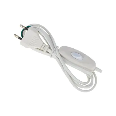 Шнур сетевой с выключателем без розетки 1,8м, белый