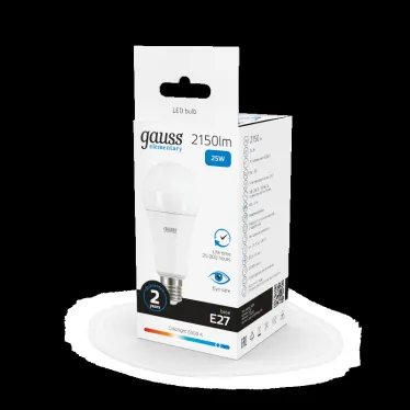 Лампа светодиодная LED 25 Вт 2150 лм 6500К А70 груша холодный E27 AC 220В Elementary Gauss