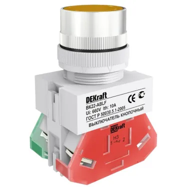 Выключатель кнопочный ВK-22 ABLF диам. 22мм желтый 220В