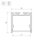 Профиль с экраном SL-LINE-3535-2500 ANOD+OPAL (ARL, Алюминий)