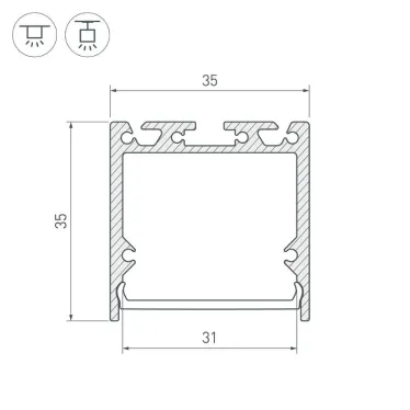 Профиль с экраном SL-LINE-3535-2500 ANOD+OPAL (ARL, Алюминий)