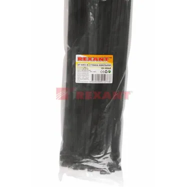 Хомут-стяжка кабельная нейлоновая 450x7,6 мм, черная, упаковка 100 шт, REXANT