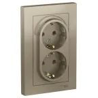 Розетка ATLASDESIGN двойная с заземлением 16А в сборе шампань