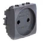 BRAVA Розетка без заземления со шторками черная, 2 мод.