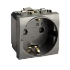 BRAVA Розетка 2 модуля с заземлением со шторками черная