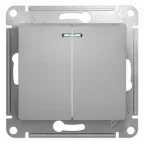 GLOSSA Выключатель двухклавишный с подсветкой в рамку алюминий сх.5а