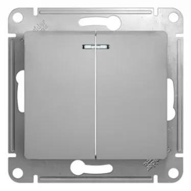 GLOSSA Выключатель двухклавишный с подсветкой в рамку алюминий сх.5а