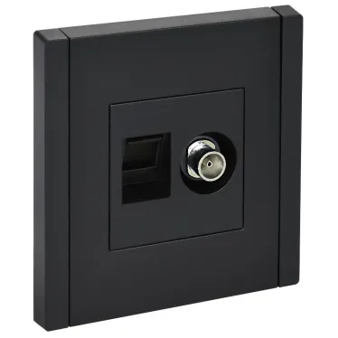 FORTE@PIANO Розетка двойная TV+RJ45 кат.6 FP137 черный IEK