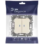 Выключатель двойной с подсветкой, 10АХ-250В, Эра Elegance, сл.кость,14-1105-02